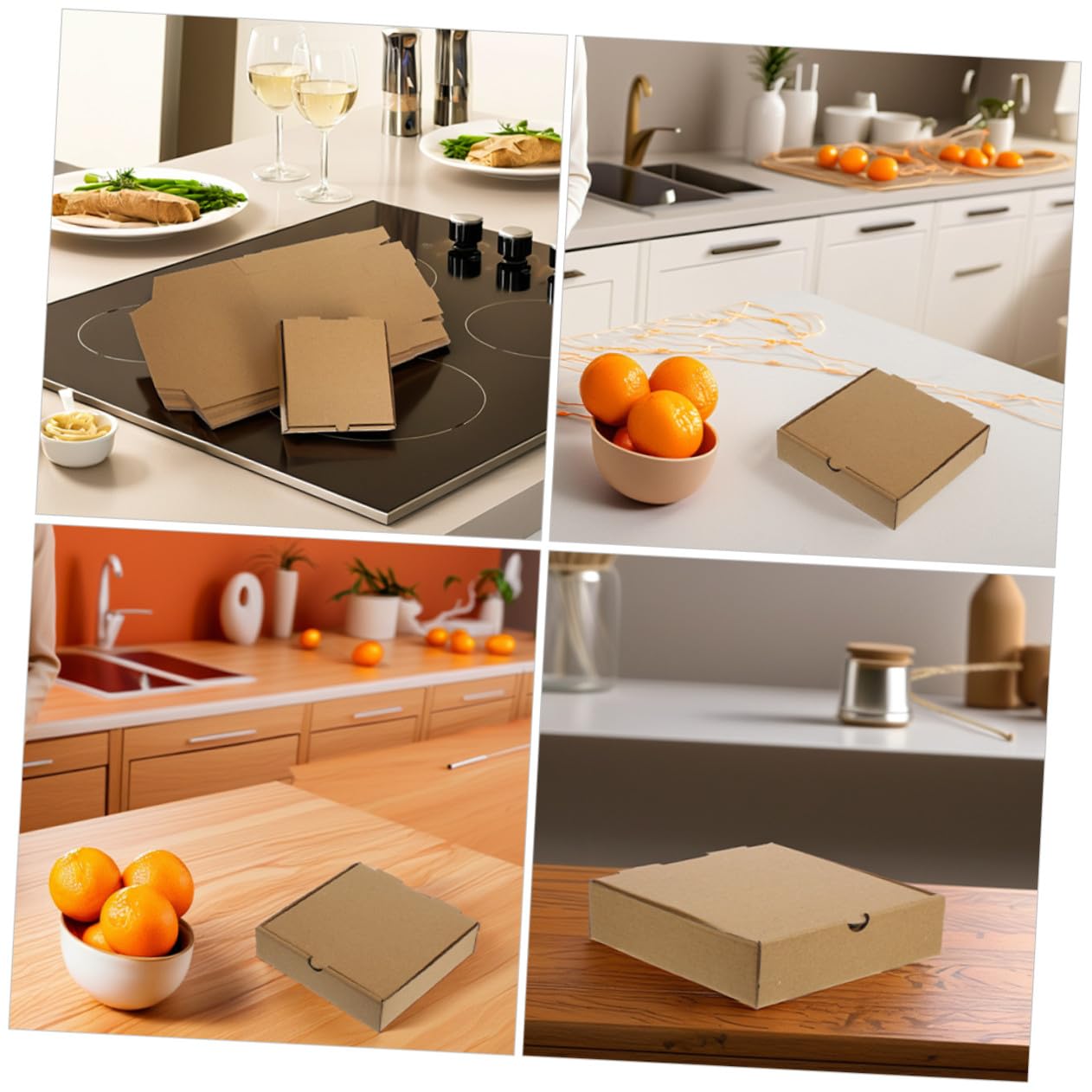 COLLBATH 20 Cajas de Pizza Kraft Cuadradas Planas para Llevar, Resistentes y Versátiles para Pizzerías y Comida Rápida