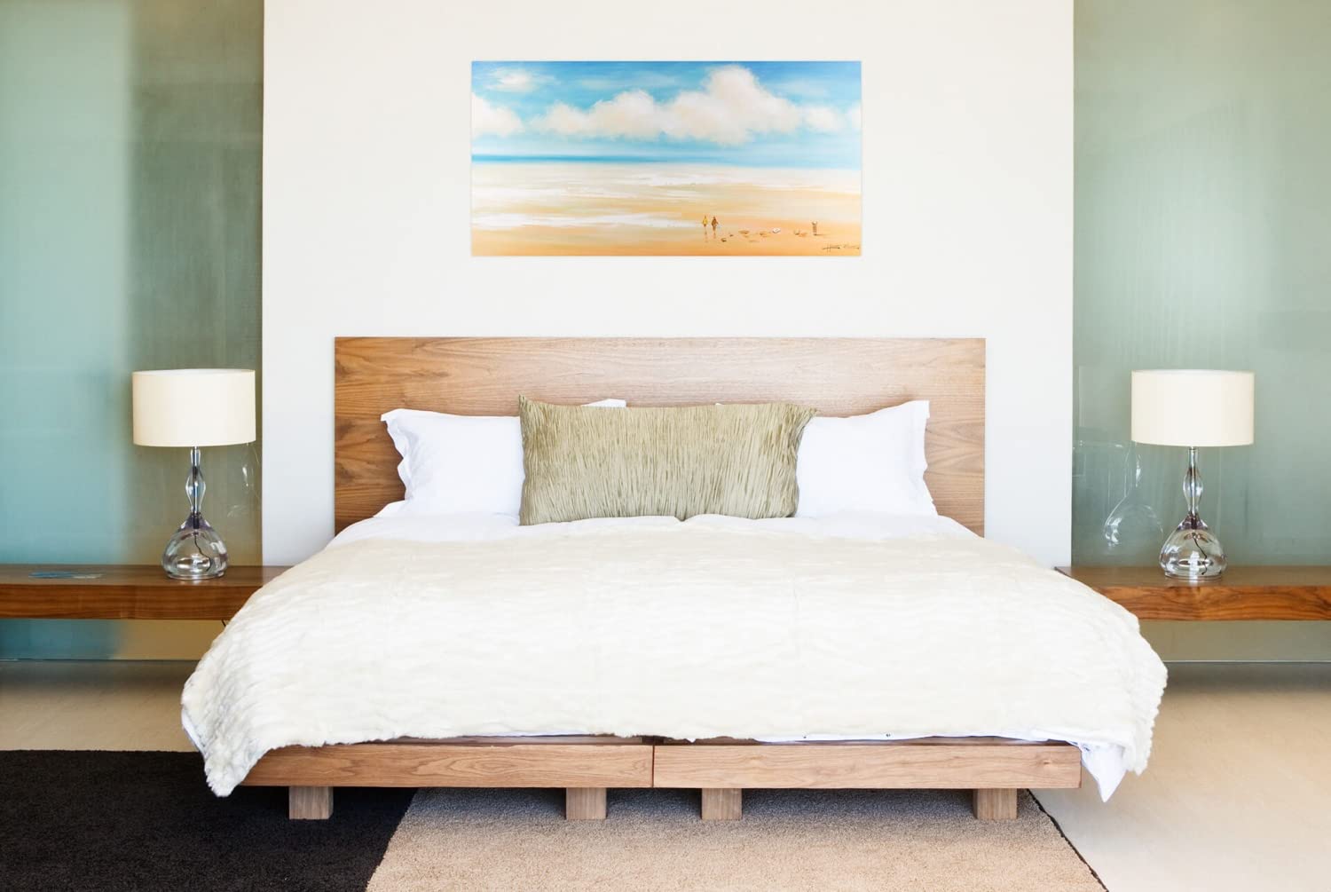 KunstLoft Leinwandbild 'Meerpromenade' 120x80 Cm – 100% Handgemalt, Meer-Motiv In Blau/Braun
