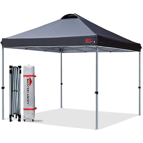 MASTERCANOPY Durable Ez Pop-up Canopy Tent with Roller Bag (8x8, Black)