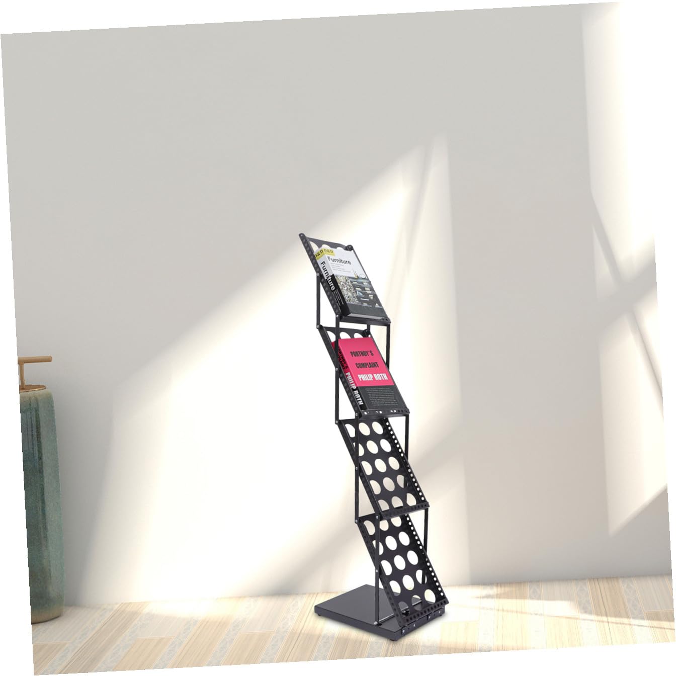 Cabilock Soporte Plegable para Folletos Expositor Vertical Multi Base Estable Organizador Portátil para Catálogos Revistas y Archivos para Ferias y Oficinas