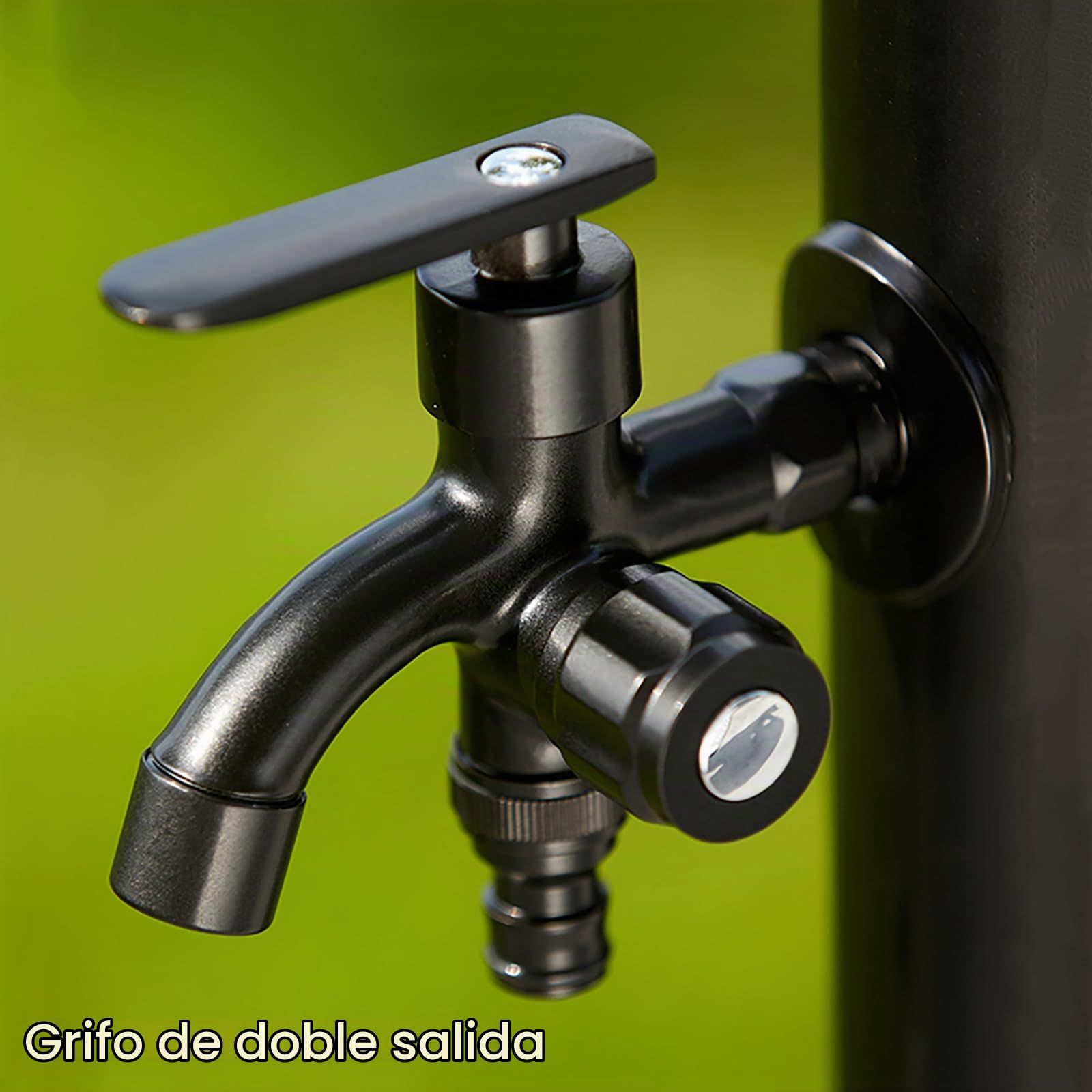 Columna de Agua de Jardín Acero Inoxidable Cuadrada, Columna de Agua Vertical para Jardín con Grifo de Doble Salida de Agua, Grifo Anticongelante para Exteriores Columna de Agua de Jardín(58cm/23in)