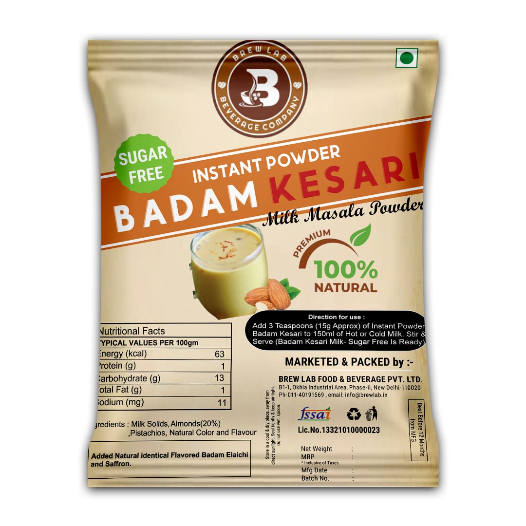 Brew Lab Badam Kesari Sugar Free Milk Masala Powder With Real Almonds & Flavor of Kesar (1Kg) (B0CCSJ44HW) Amazon Price History, Amazon Price Tracker
