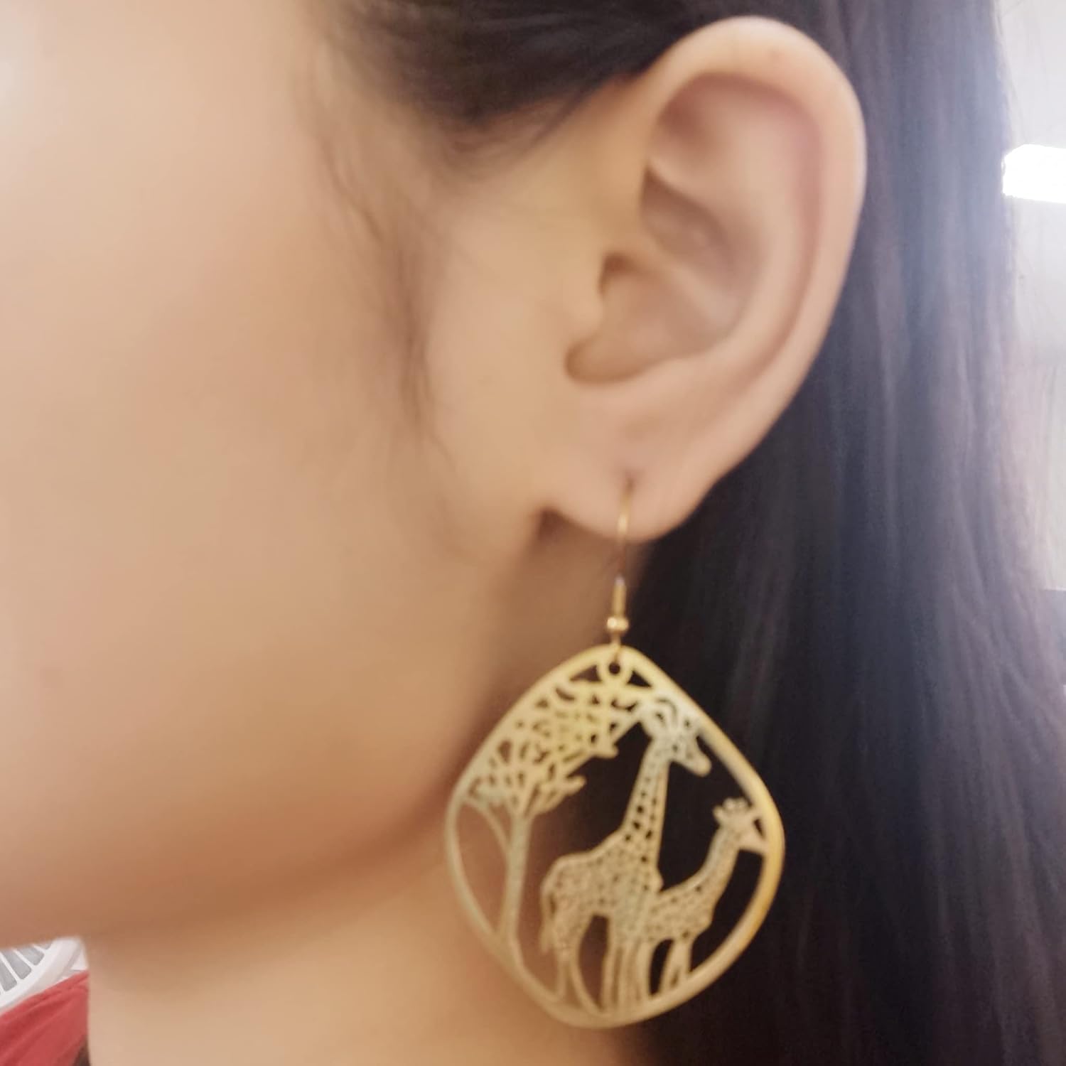 Giraffe Resting Under the Tree Drop Earring - Christmas Gift Jewelry - Image 5