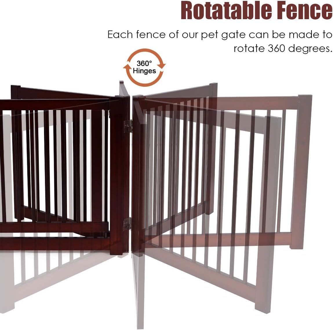 Giantex Freestanding Pet Gate with Door, 24inch 3 Panels Wooden Dog Gate with Walk Through Door, Foldable Pet Safety Puppy Fence Adjustable Pen for House Doorway Stairs