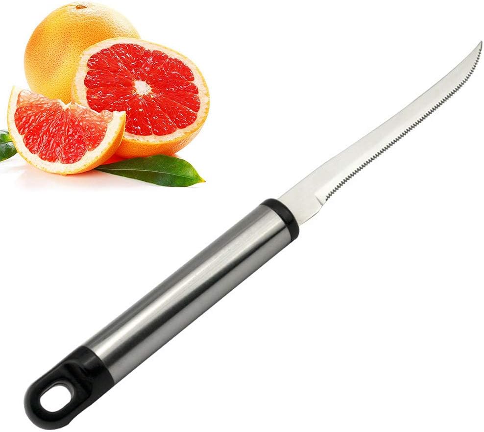 Exсluѕіvе Grapefruit Spoons, JUSTDOLIFE Grapefruit Dessert Spoons Stainless Steel Half Serrated Citrus Fruit Vintage with Grapefruit Knife Set for Kitchen