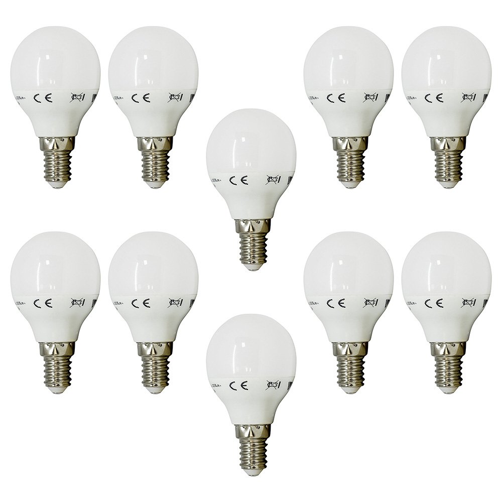 10x P45 E14 Golf Ball LED Light Bulbs, 4W Screw Cap Base Energy Saver Bulb, 3000K(Warm White), 323Lm, 160°Beam Angle, 80 CRI, IC Driver, 25000H Life Time, 2 Years Warranty