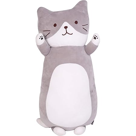 Amazon Co Jp Jema ジェマ 抱き枕 マシュマロ 猫 添寝枕 クッション ぬいぐるみ もちもち ふわふわ 柔らか 可愛い プレゼント用 グレー 70cm おもちゃ
