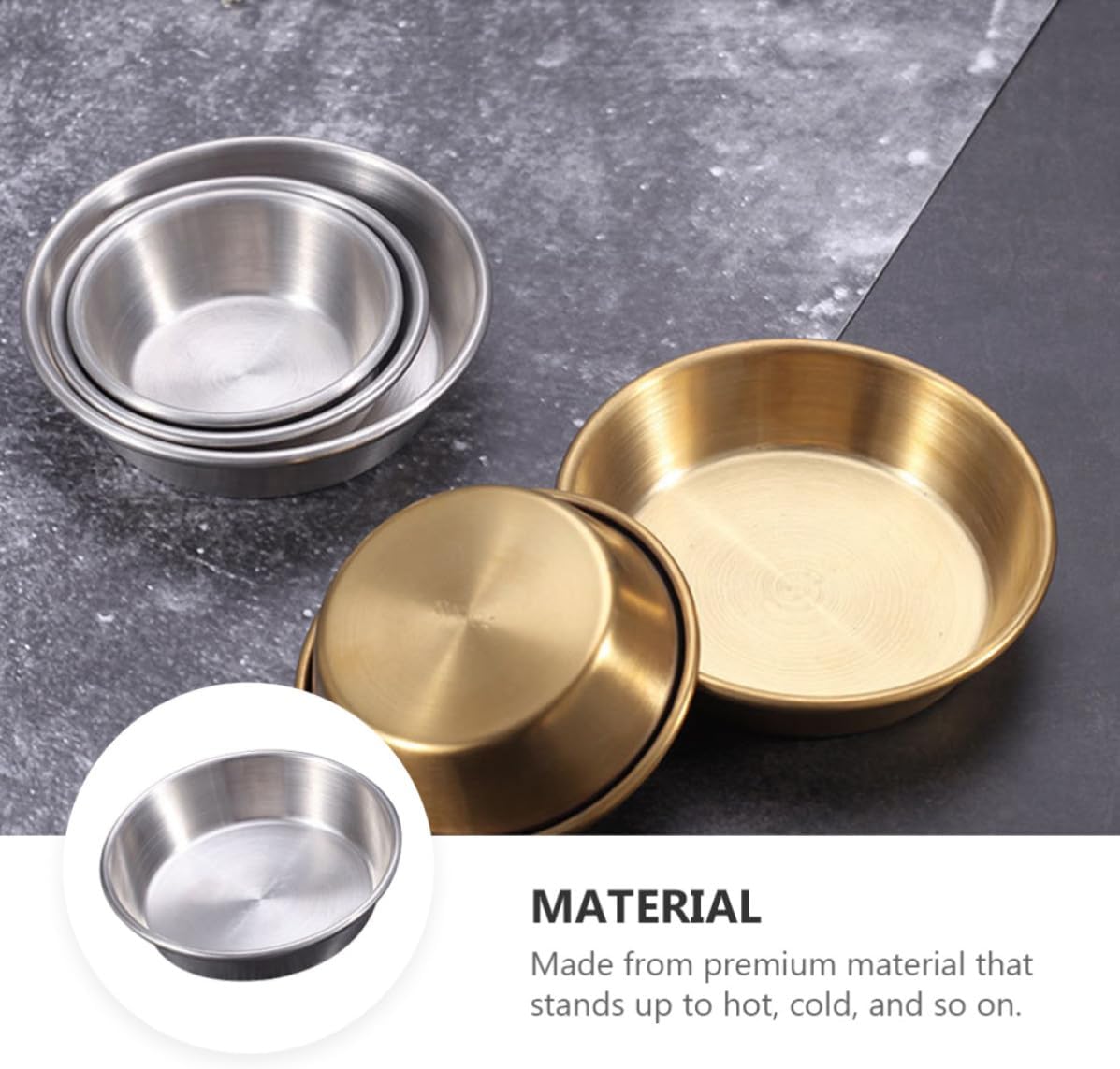 2 Pack round Stainless Steel Dipping Sauce Dish for Restaurants Travel