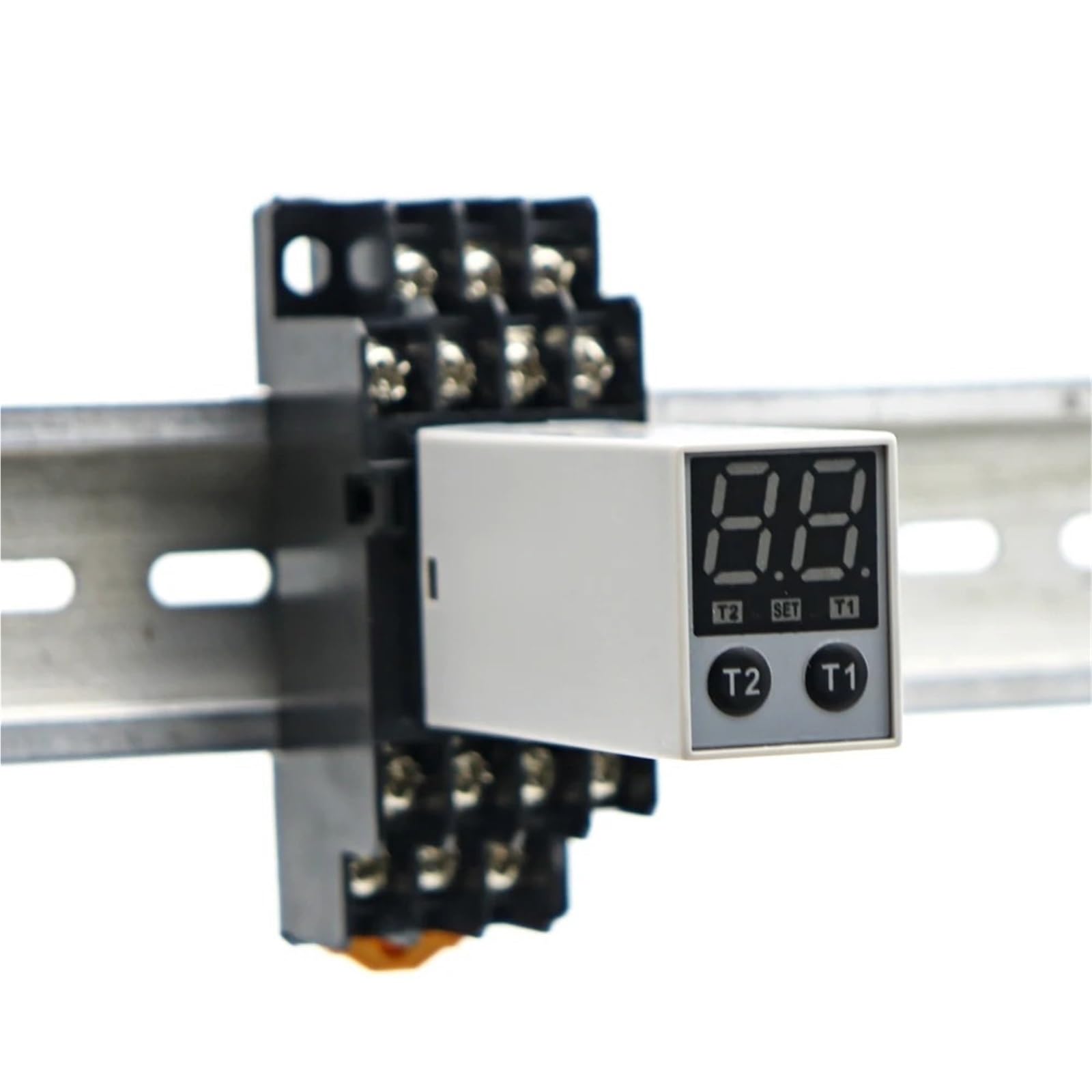 Relé de tiempo digital 0,1 S-990 H, retardo de encendido y apagado, multimodo, CC 12 V, CA 220 V, con base de enchufe, 4 NA 4 NC, retardo cíclico.(MG2T-4E4)
