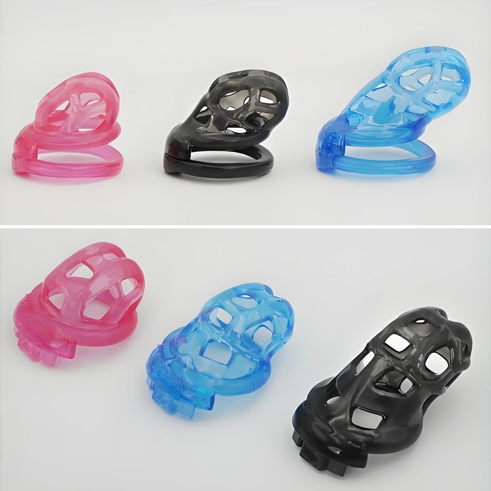 Gabbia di castità morbida per l'addestramento alla contenzione maschile, dispositivi per il pene maschile con anelli in 4 misure e chiusura invisibile - ITHA54 (Rosa, S)