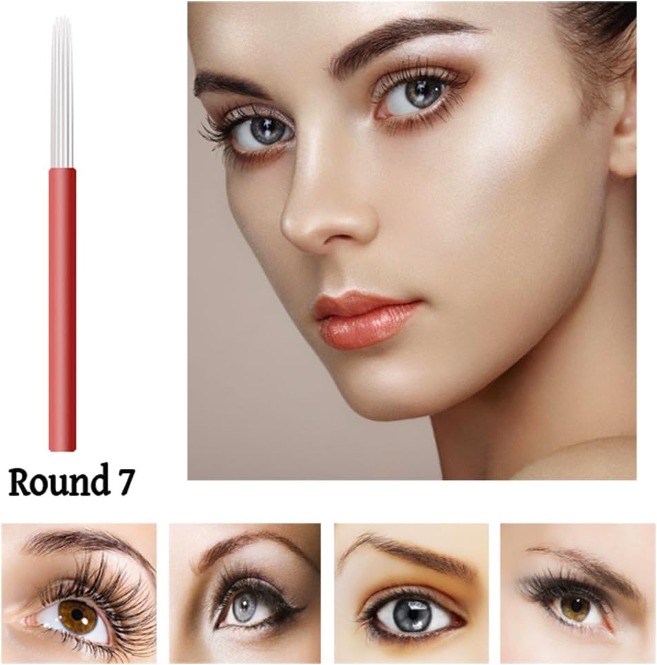 Xiaoyu Round Microblading Needles, Manual Fog Needle Eyebrow Tattoo Pen for Permanent Makeup 50PCS, 7R - Image 4
