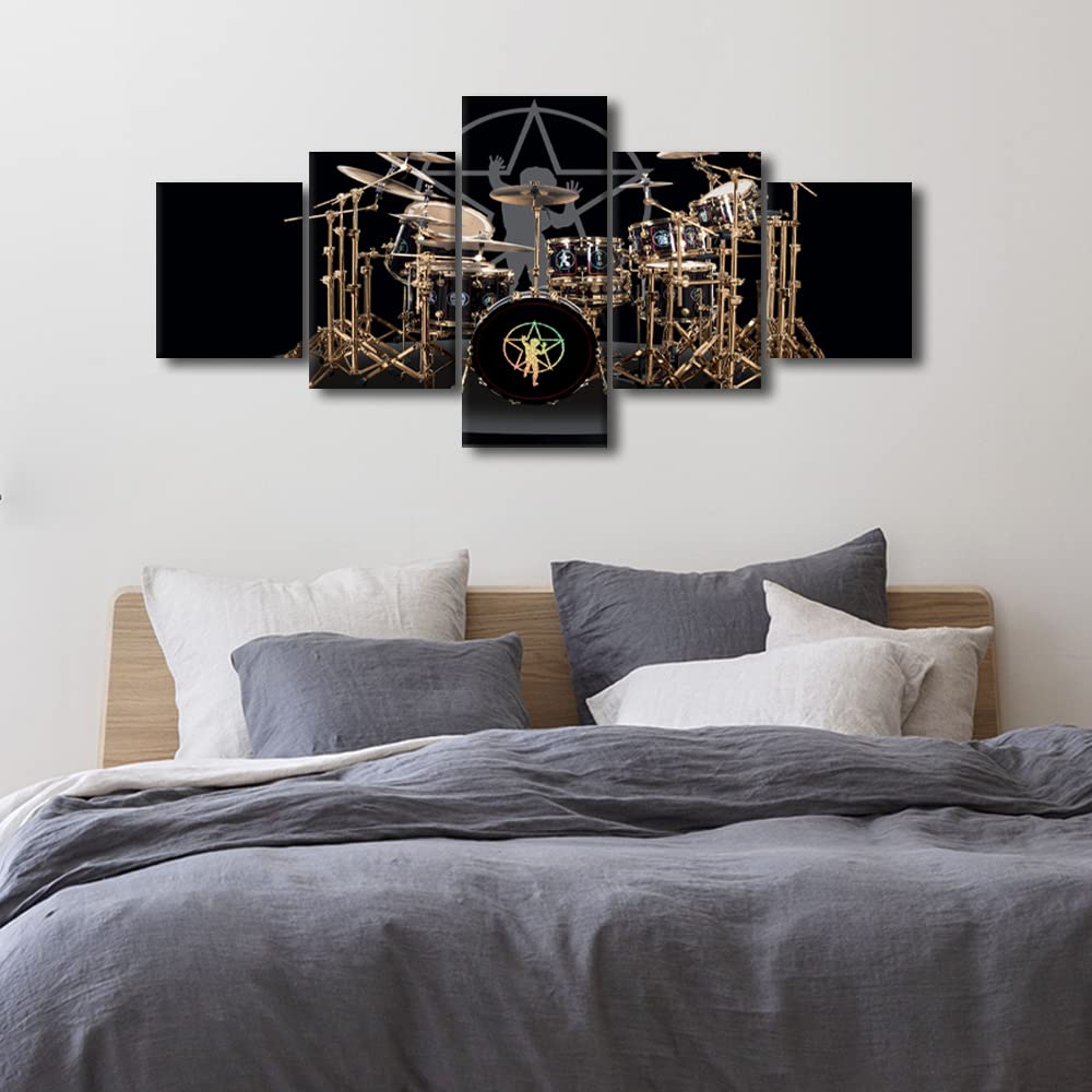Music Bar Deocr Drum Wall Art Picture, Rock Roll Musical Equipment on Stage Cool Drum Set Painting on Canvas - Image 4