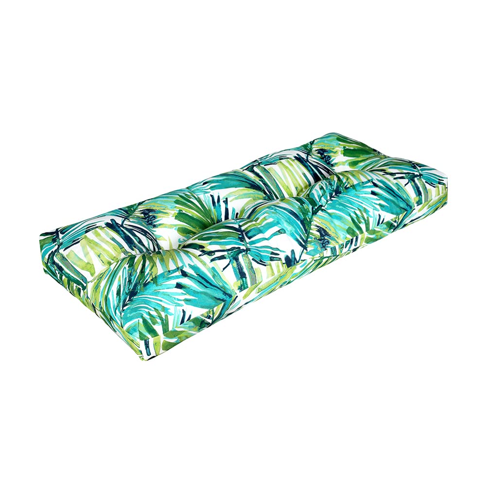 Magpie Fabrics Indoor Outdoor Bench Cushion in Green Palm Leaves