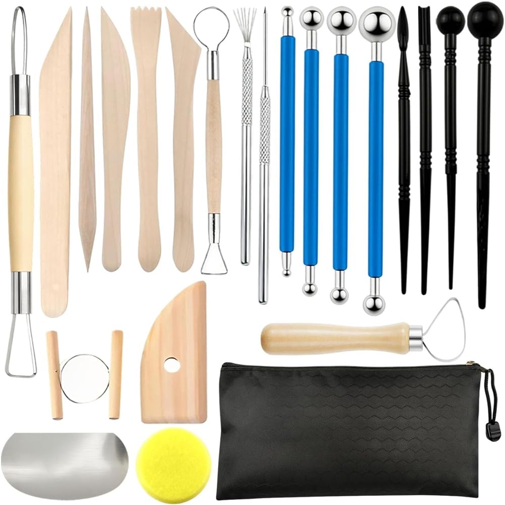 Jnchdghwa As Shown Professional 22Pcs For Home Use Clay Pottery Carving Tools:for Adult Beginners And Hobbyist Sculpting Set