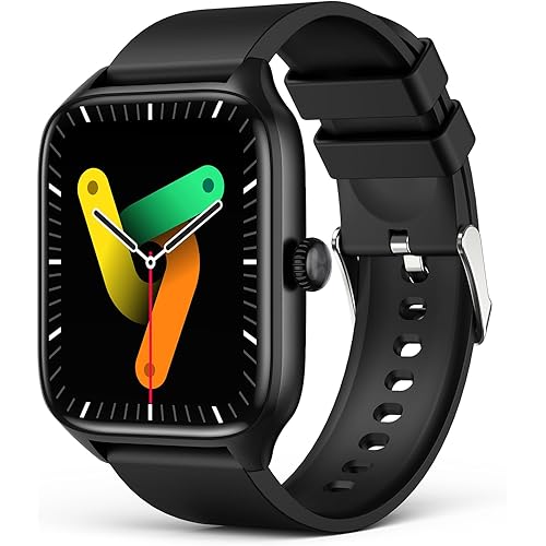 Smart Watches for Men Women with Bluetooth Call, Activity Fitness Tracker 1.96" HD Full Touch Screen with Heart Rate/Sleep Monitor,Waterproof Smartwatches for iOS Android Black