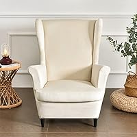 Vista 13 de MIFXIN Juego de 2 fundas para silla de alas, de terciopelo, elásticas, con respaldo de ala, funda de cojín, suave, lavable, protector de muebles Rojo