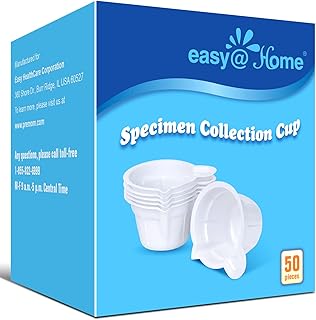 Easy@Home 50 Pack 60ml Disposable Plastic Urine Specimen Cups: Perfect For Ovulation and Pregnancy Testing To Collect Urine Sample