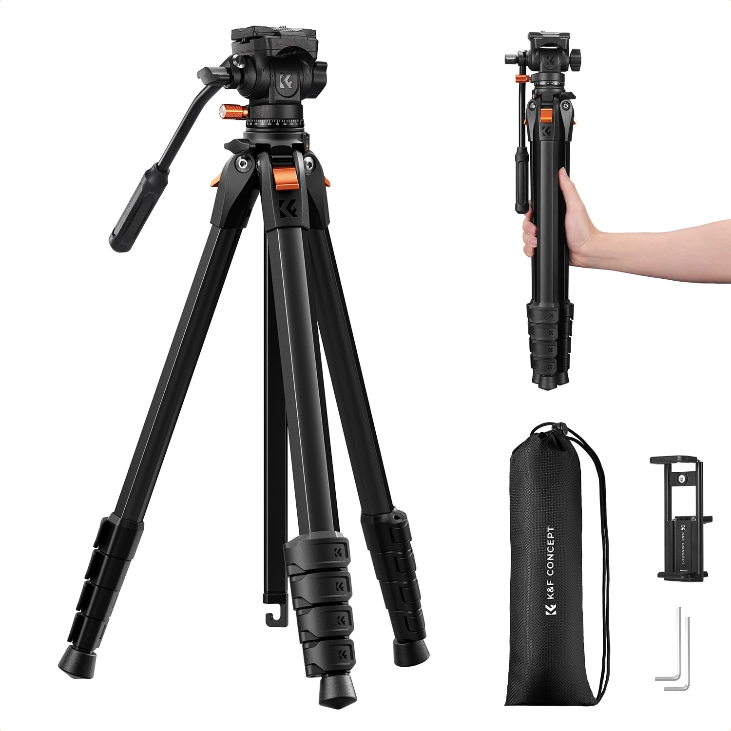 Amazon.com : K&F CONCEPT 73” Camera Tripod with Fluid Head
