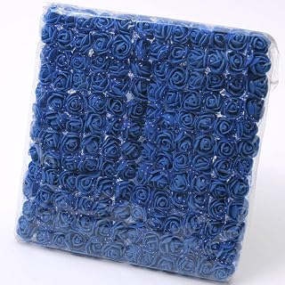144pcs Mini Fake Lace PE Rose Foam Flower Heads Bouquet Artificial Roses For Home Decor Scrapbooking DIY Wreath ArtificiaL Flowers Wedding Flowers Accessories Make Bridal Hair Clips (Navy Blue)