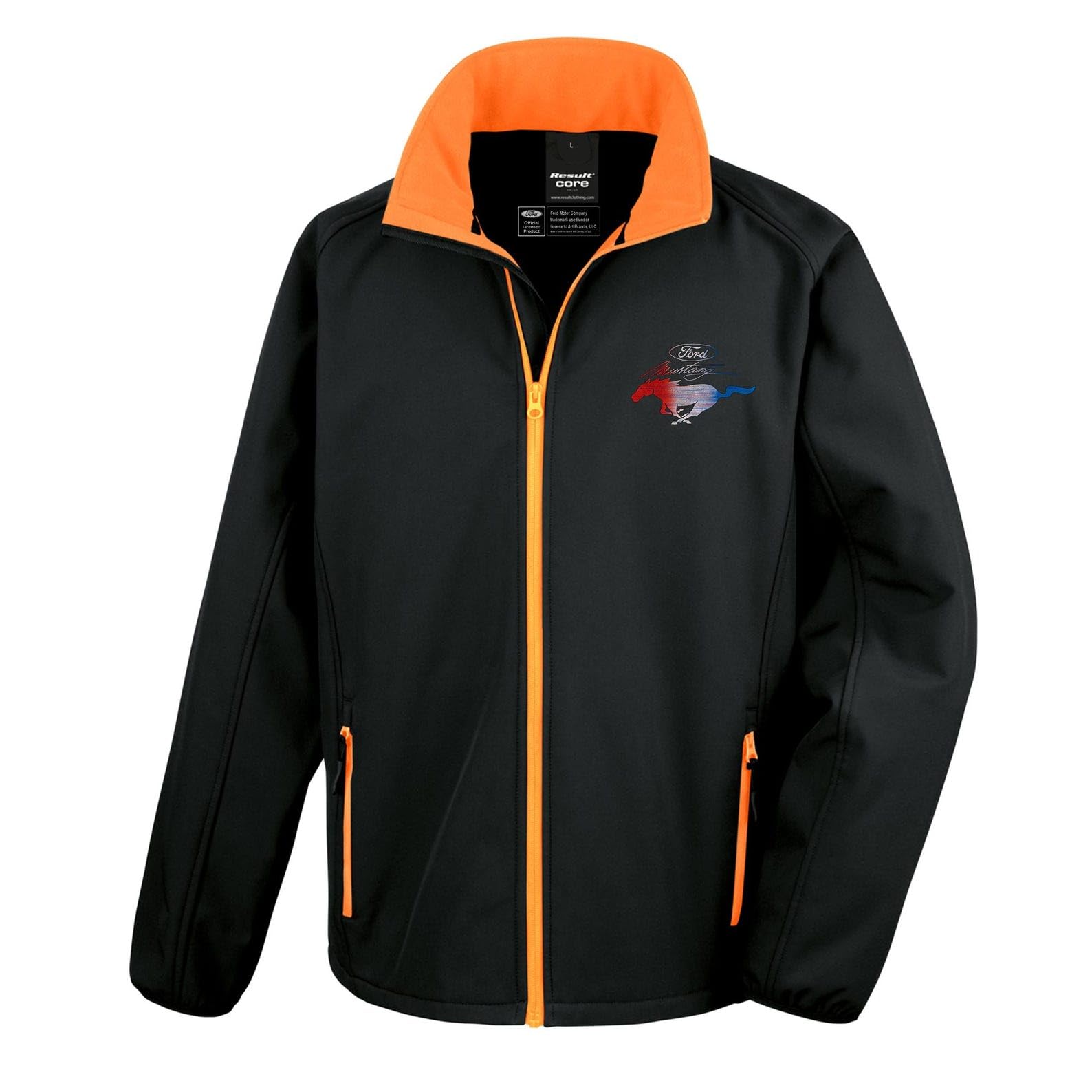 Ford Mustang RWB Veste softshell pour homme, coupe régulière, coupe-vent, respirante, pour l'extérieur, les loisirs, le sport, la mi-saison