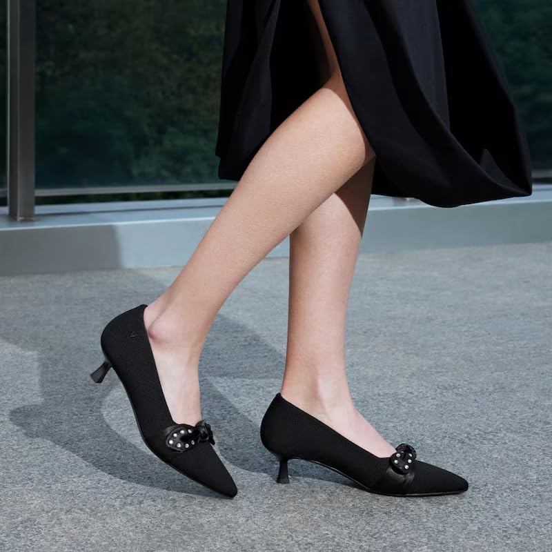 VIVAIA Sasha Women's Pointed-Toe Bow Kitten Heels Elegant Arch