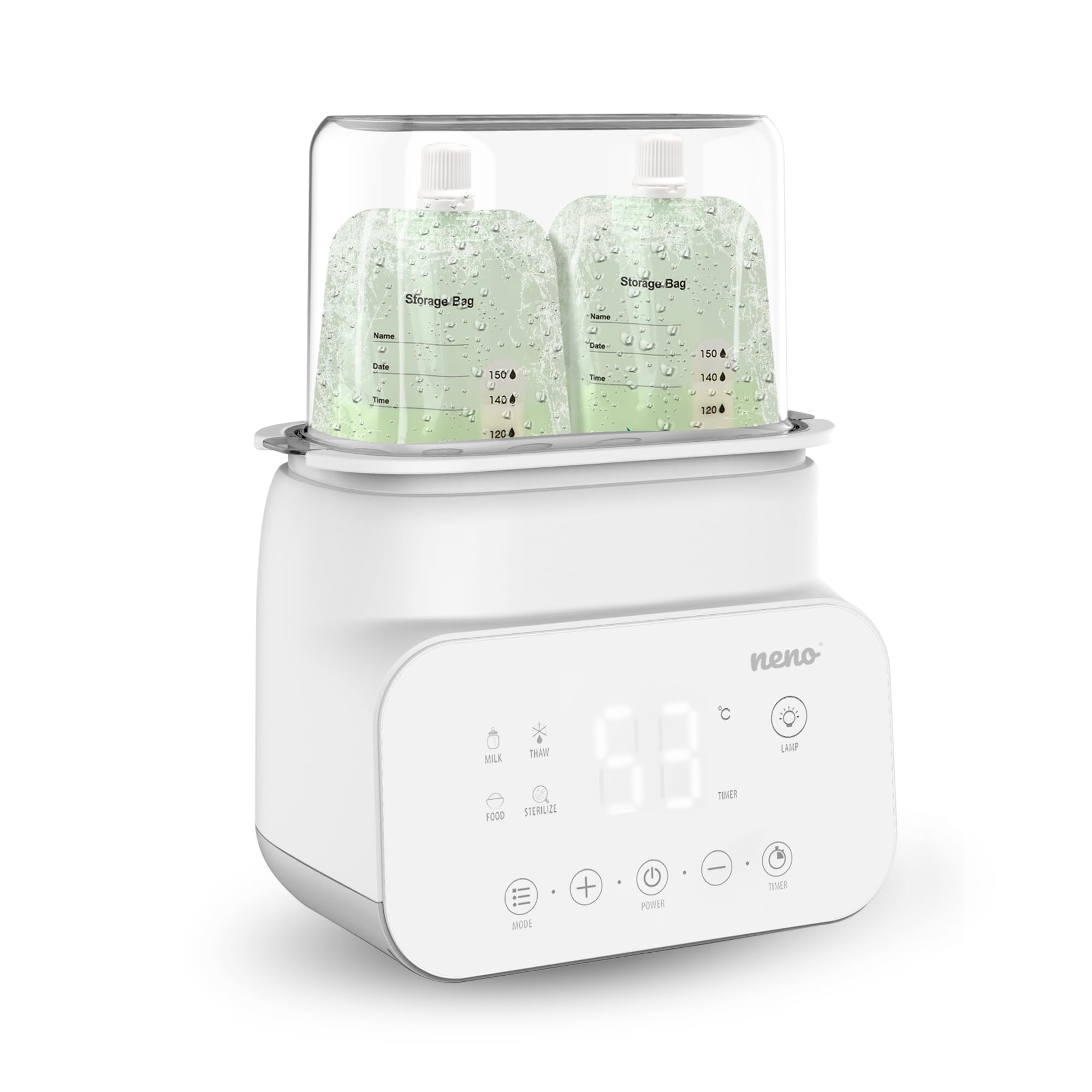 NENO VITA - Flaschenwärmer Baby und Sterilisator für Babyflaschen - Baby Flaschen Wärmer - 5-in-1: Sterilisation, Erwärmen von Mahlzeiten und Milch, Auftauen, Temperaturhaltung – 4 Betriebsarten