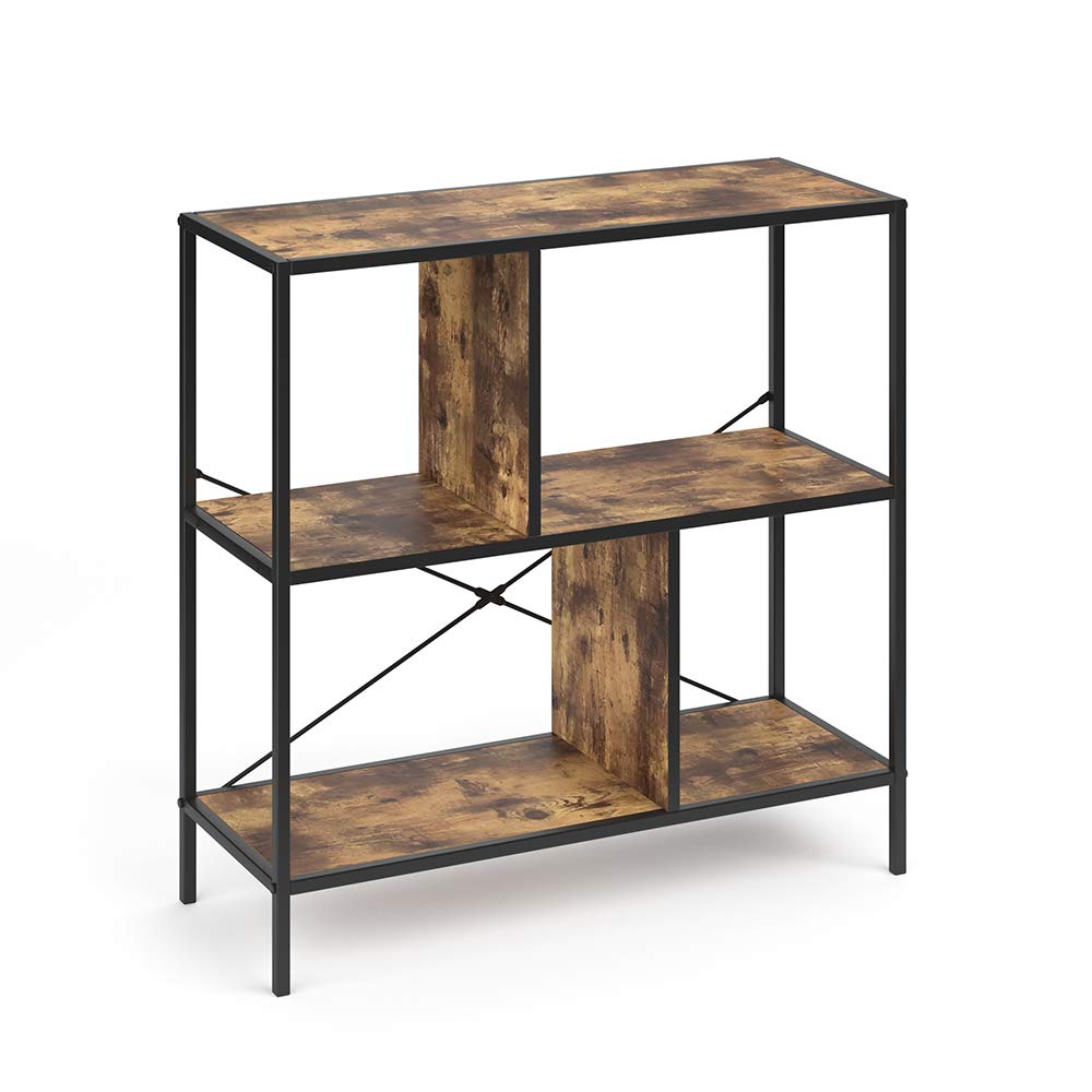Vicco Séparateur de pièce Fyrk, Bois Antique, 80x79cm, utilisable comme séparateur de pièce avec Structure en métal et étagères Ouvertes
