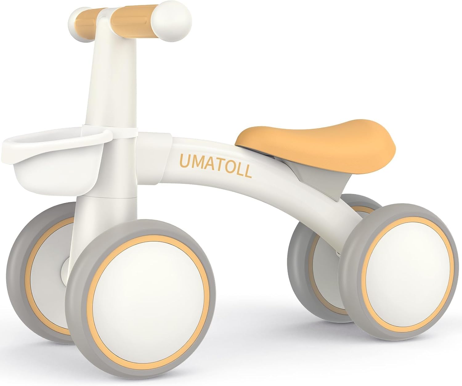 Umatoll Baby Balance Bike in white with orange accents