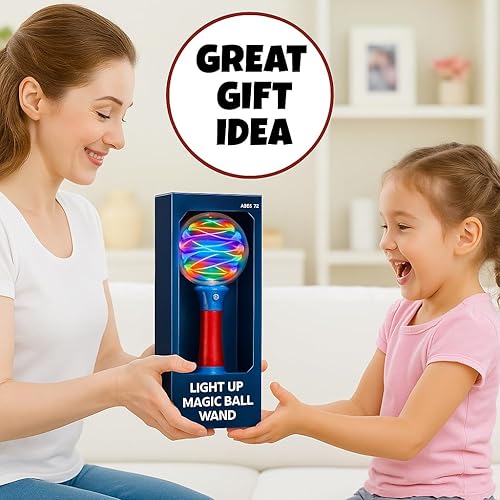 Miniatura 3 de Playbees Varita de juguete giratoria iluminada, bola mágica con luces LED intermitentes, juguete sensorial para niños, luces giratorias ideales para