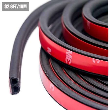 32.8 Ft/10M B Shape Car Door Edge Trim Seal Strip Automotive Rubber Seal Strip Self Adhesive Weatherstrip for Car Window Door Protector Soundproofing Engine Cover Trim
