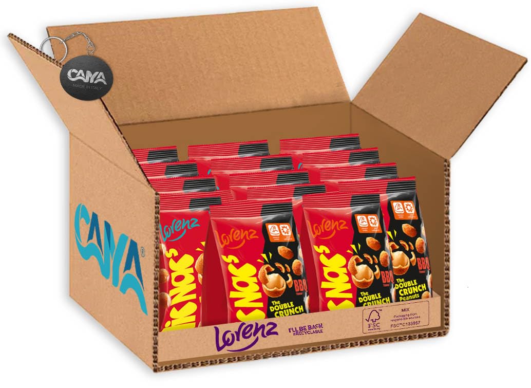 14X Lorenz Nic Nac's BBQ Arachidi Tostate Ricoperte da una Crosta Croccante al Gusto Barbecue Box 125g [CAIYA® BOX da 14 Confezioni]