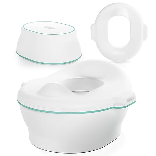 Frida Baby 3-in-1 Grow-With-Me Toddler Potty Training Toilet, Toddler Potty, Toilet Topper Training Seat and Step Stool, Easy-to-Clean Potty Training System