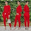 Two-Pieces-Outfits-for-Womens-Solid-Sweatsuit-Long-Sleeve-Tights-Long-Pants-Sport-Suits-Tracksuits Sweatsuits Set Womens 2 Pieces Outfit for Sportswear Tracksuits Long Sleeve Pullover Drawstring Sweatpants With Pocket (Red,S)