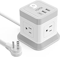 Vista 8 de Regleta de alimentación cúbica, FDTEK 4 salidas ampliamente espaciadas con 3 USB (1 USB C) Regleta de alimentación de enchufe plano con cables