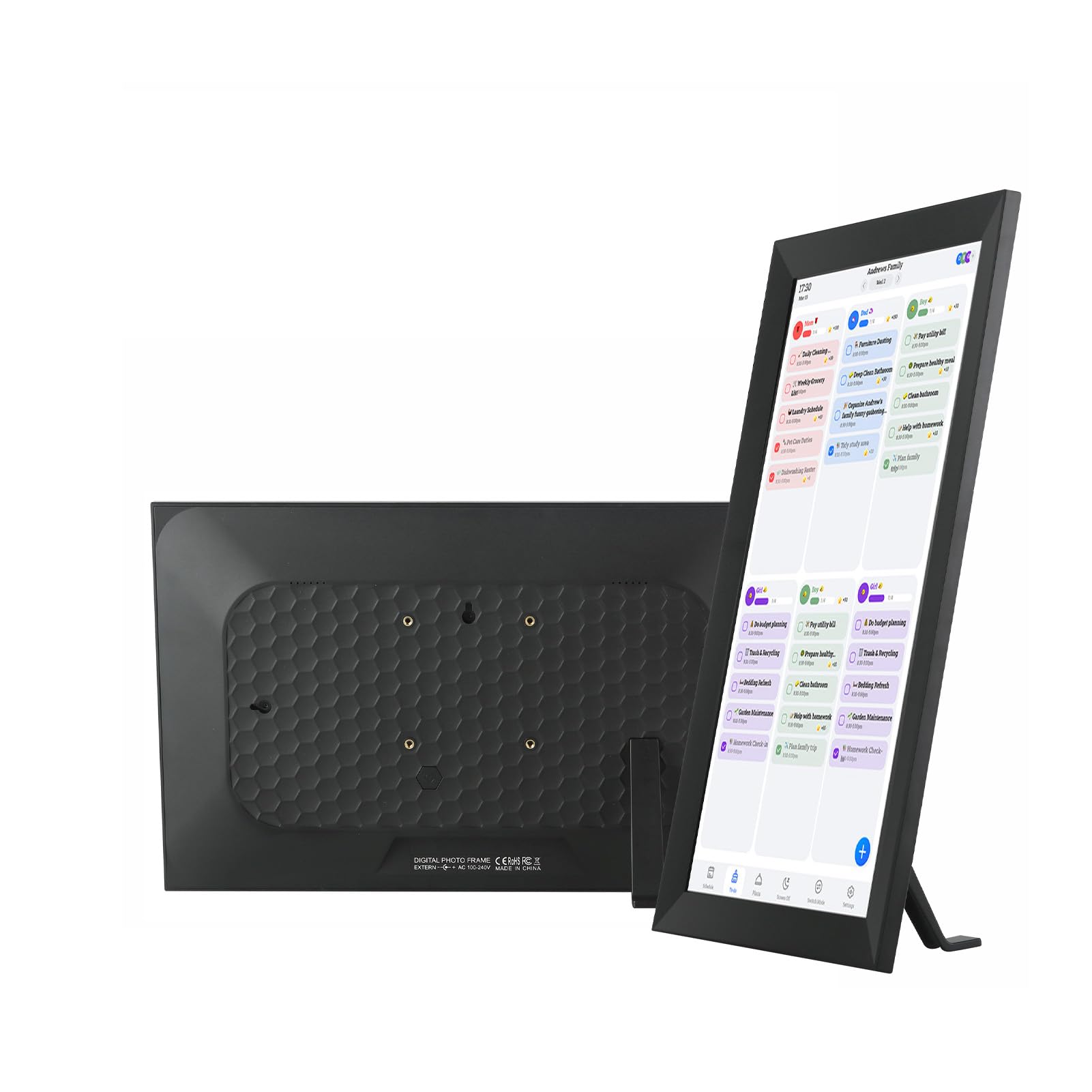 Generic Inteligentny Kalendarz z Ekranem Dotykowym o Przekątnej 15,6 Cala WiFi Planer Rodziny z ramką na Zdjęcia do Harmonogramów Rodzinnych, Galerii Sztuki, Materiału ABS (BLACK)