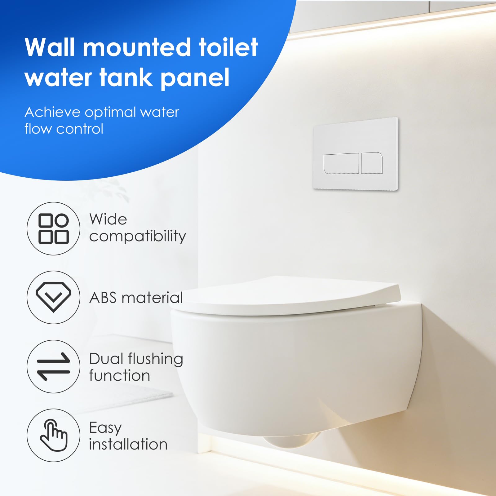 Plaque de Commande WC Blanche Double Chasse, Plaque de déclenchement de Réservoir, Compatible Geberit Sigma et UP300 & UP320 pour Salle de Bain