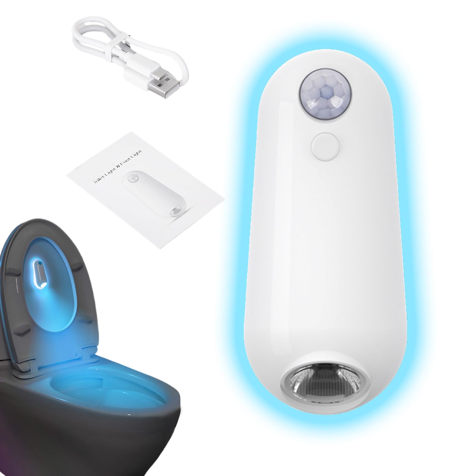 Toilet Bowl Lights, USB Rechargeable Waterproof Toilet Light, Motion Activated LED Light 8 Colors Changing Toilets Bowl Nightlight, for Bathroom Closet Staircase Pet Area Hallway