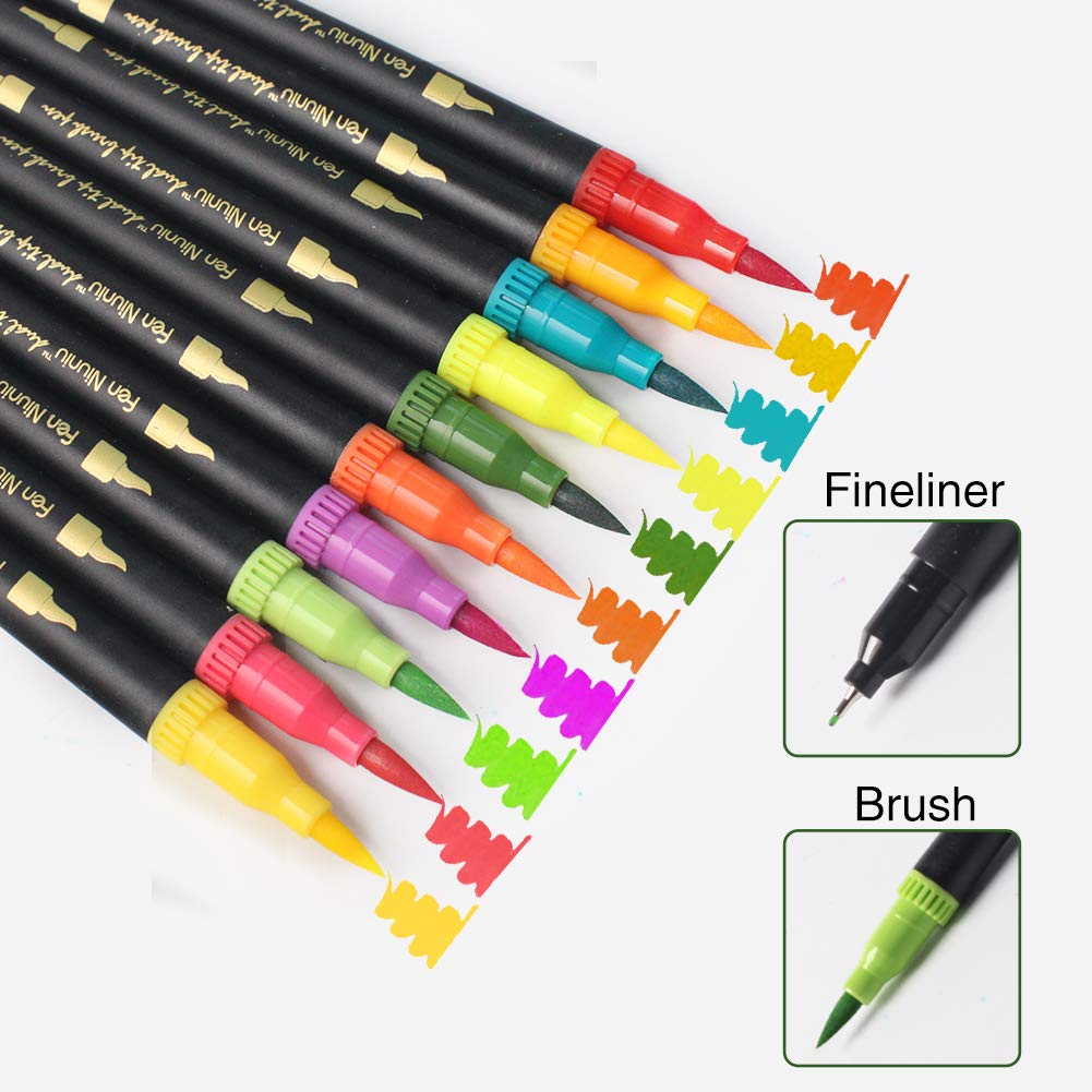 Buy 60 Colors Dual Tip Brush PensFine & Brush Point Coloring Markers for Drawing Calligraphy