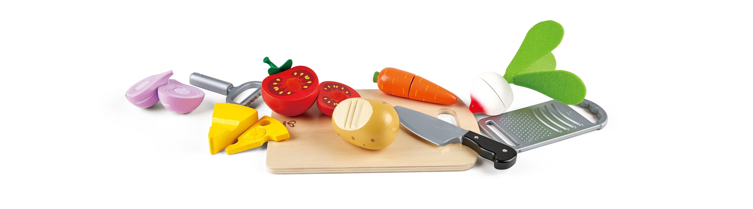 Hape E3154 Cooking Essentials Toy, Play Cutting Vegetables Set for Kids, Wooden Food Kitchen Accessories