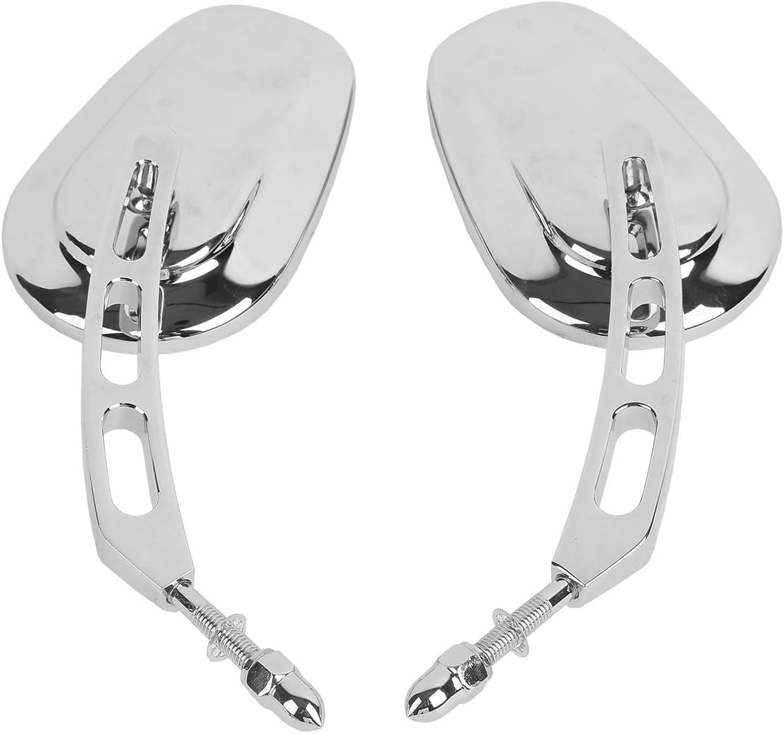 WOWTK Chrome L & R 8mm Rear View Mirrors Fit For Harley FLSTC FXDB Dyna FXDF FLSTF