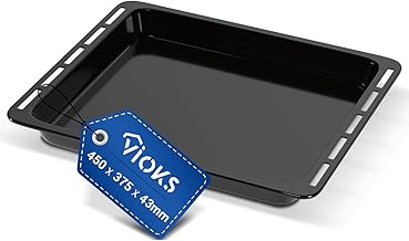 VIOKS Baking Tray 45 x 37 cm Replacement for Whirlpool Deep Baking Tray 481010657928 - Grease Pan Oven Deep, Non-Stick Enamel - Oven Accessories & Stove Accessories