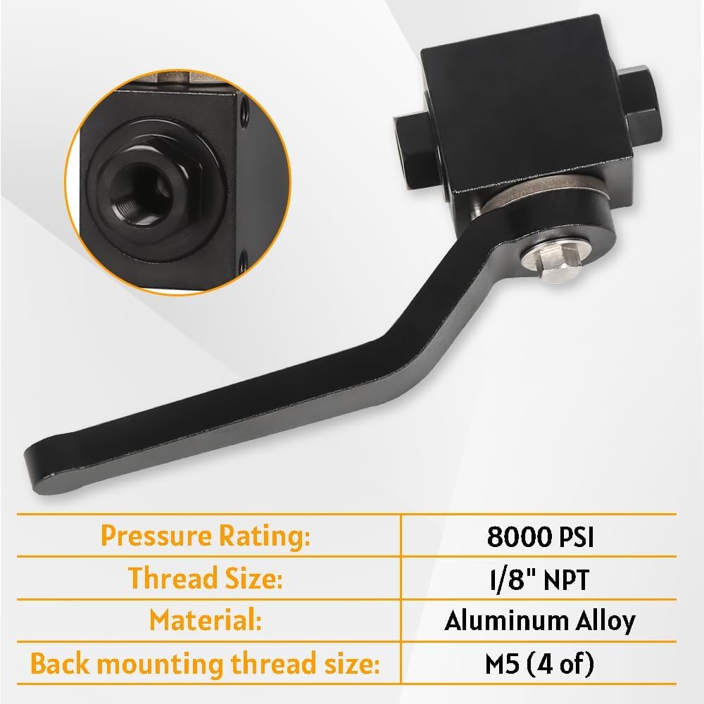 1/8" NPT Shut Off Valve Aluminum Billet Brake Line Lock And Fuel Flow Control Cut Off Valve Fitting, Black