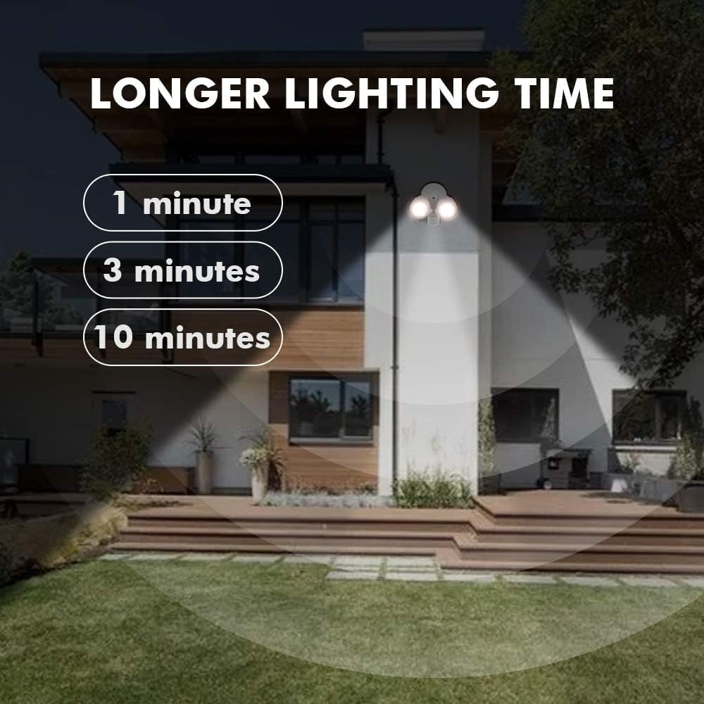 Diagram showing lighting time options for the motion sensor light: 1, 3, or 10 minutes
