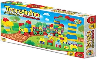 Brinquedo trenzinho alfabeto e números educativo 128 peças