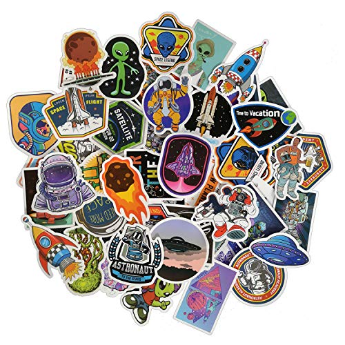 UFO Alien Space Ship Stickers, Size 1.5 to 3.5 Inch with Vinyl Decals - Assortment of Laptops Sticker Decals, UV Protected & Waterproof - 50 pcs (UFO)