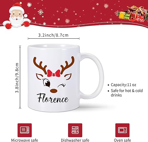 Miniatura 6 de Tazas de Navidad personalizadas, taza de café de Navidad con reno, con nombre, regalos de Navidad para niños, niñas, niños, taza de chocolate
