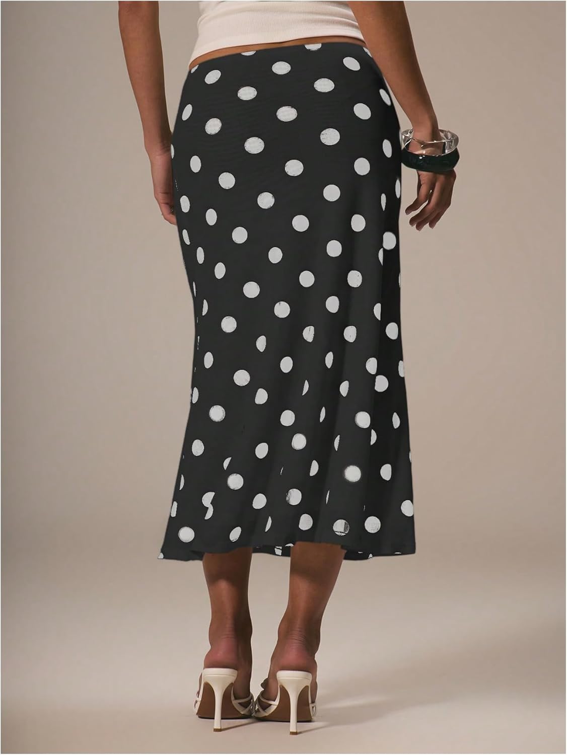 MakeMeChic Women's Polka Dots Midi Skirt Summer Mesh Flowy Long Skirts - Image 2