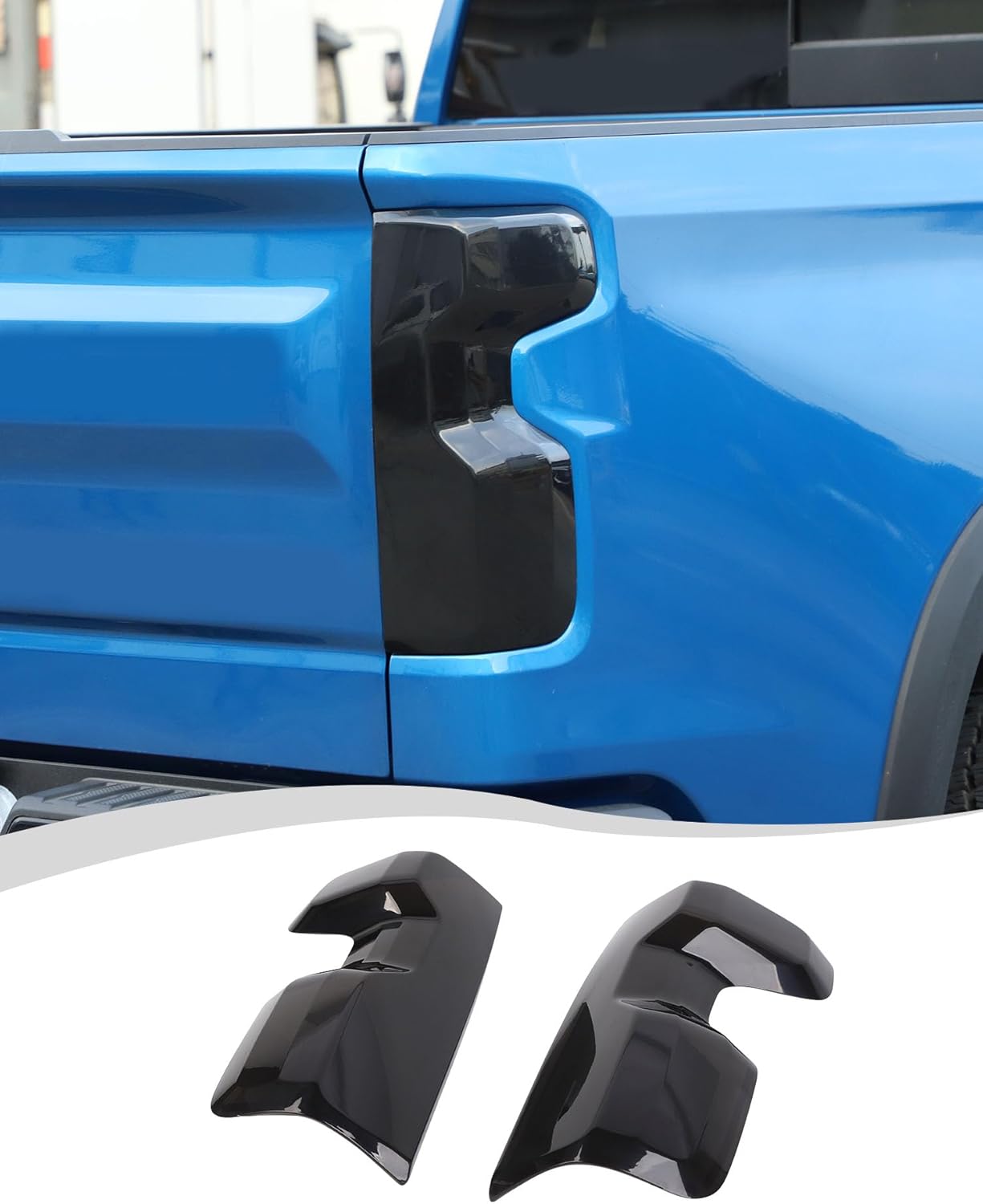 Hoolcar Tail Light Lamp Cover Guard Trim Bezel Frame Decor Exterior Accessories Compatible with Chevrolet Silverado 2022 2023 2024 2025, Smoked Black