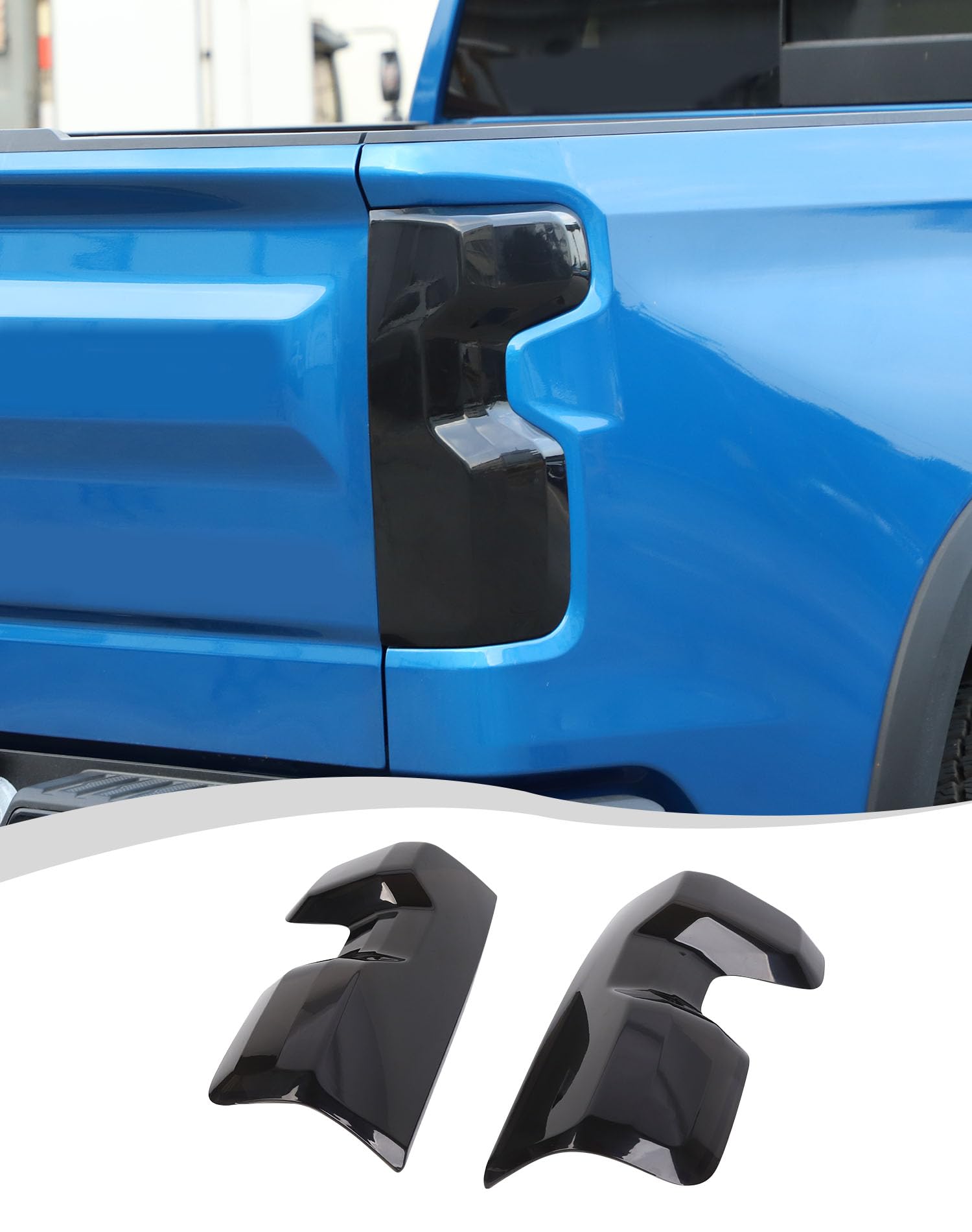 Hoolcar Tail Light Lamp Cover Guard Trim Bezel Frame Decor Exterior Accessories Compatible with Chevrolet Silverado 2022 2023, Smoked Black