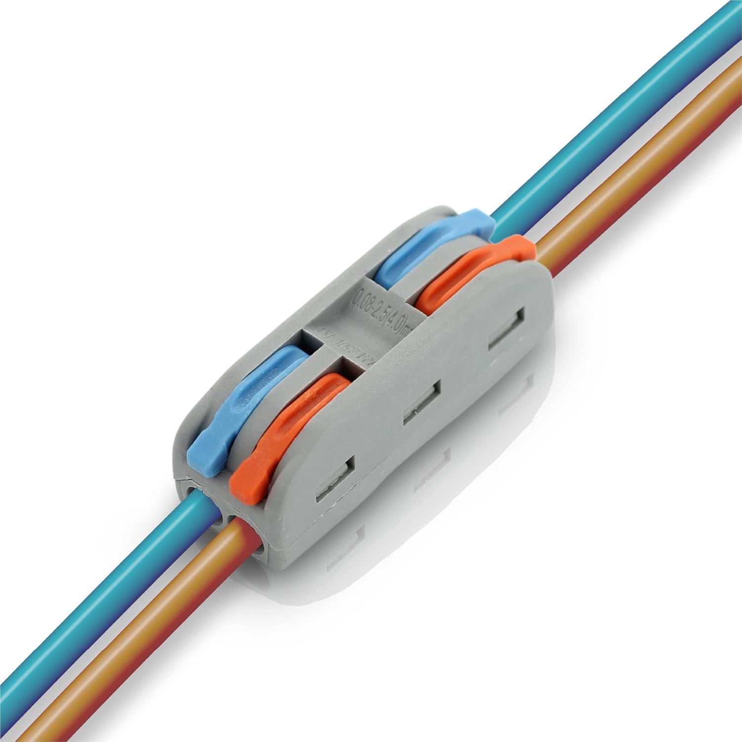 Lever Wire Connectors – Wire Splice Nuts - Electrical Connectors Kit with Colored Code - Quick Splice Wiring - 32A/ 250V - 4 Poles - 28-12 AWG (50 Units)